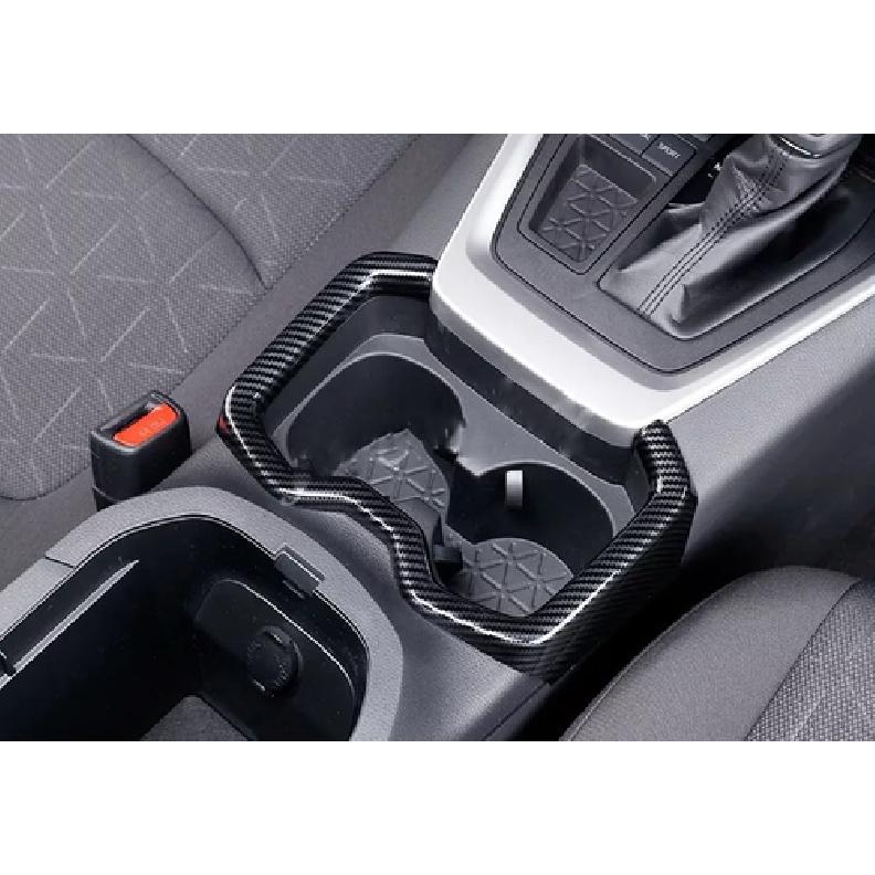 Interior Cup Holder Cover Surrounds For Toyota RAV4 -2024 Carbon Fiber