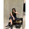 Sheepskin Version~ Pointed V-mouth Western Boots Women's Chelsea Retro Pleated Thin Boots Thick Heel Leather Short Boots