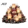 Decorative Candle Set Christmas LED Centerpiece with Artificial Cedar Pine Cones And Red Berries, Holiday Gift for Her Flameless Winter Table