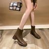 Coarse Heel Short Women's Boots New Autumn and Winter Fashion Retro Versatile Thin High Heel Short Boots Women