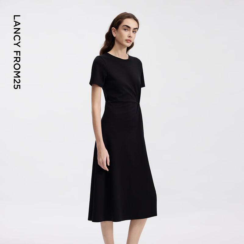 LANGZI Twisted Knot Draped Midi Dress