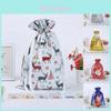 Adoráveis 5 Sacos de Natal Reutilizáveis com Cordão para Presentes de Crianças