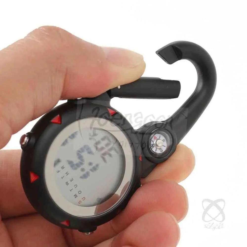Carabiner watch, black and red keyring watch, camping watch, hiking carabiner