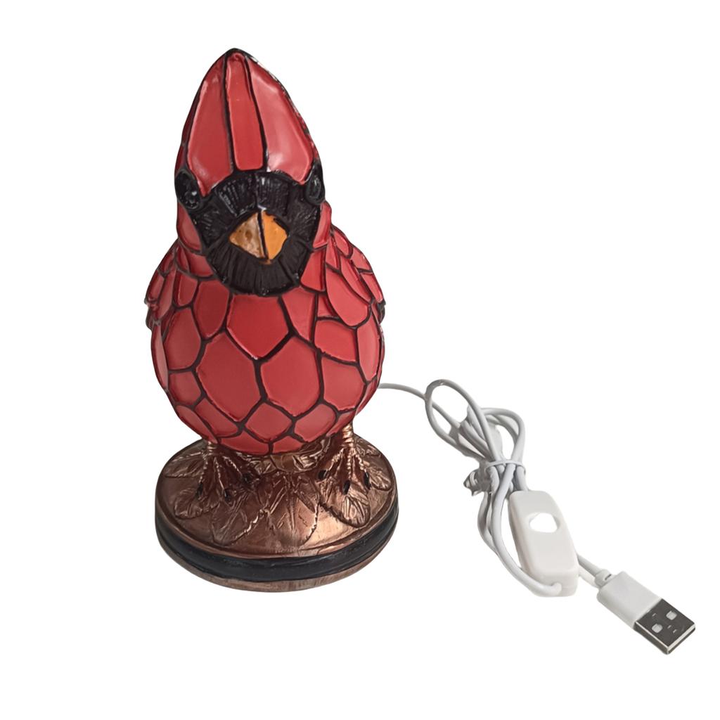 14/17cm Tall Cardinal Lamp Christmas Art Decor Light Red Bird Night Light for Home Decor Resin Red Bird Table Lamp
