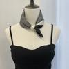 Silk scarf new pearl necklace spring and summer thin magnetic buckle lazy silk scarf women's pendant scarf collarbone chain