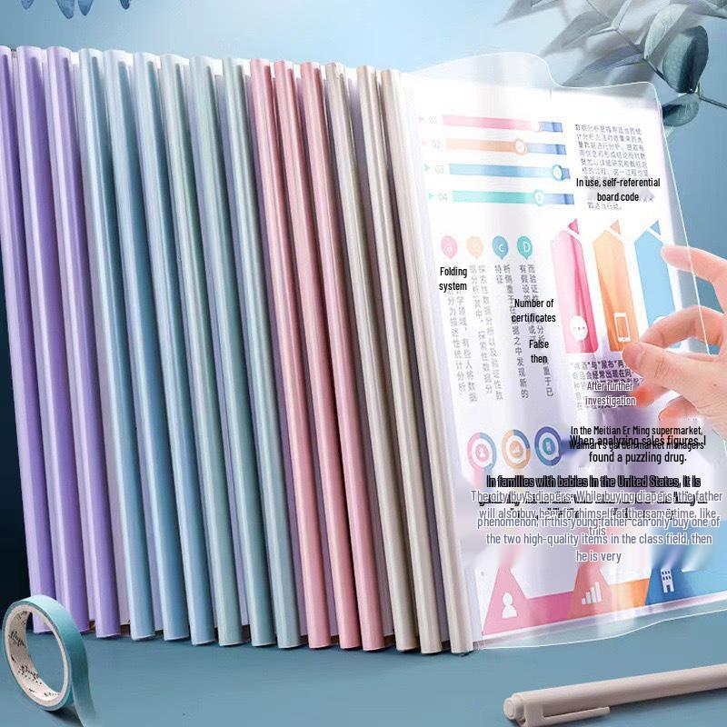 A4 Transparent Plastic Document Folder with Pull Rod Clip