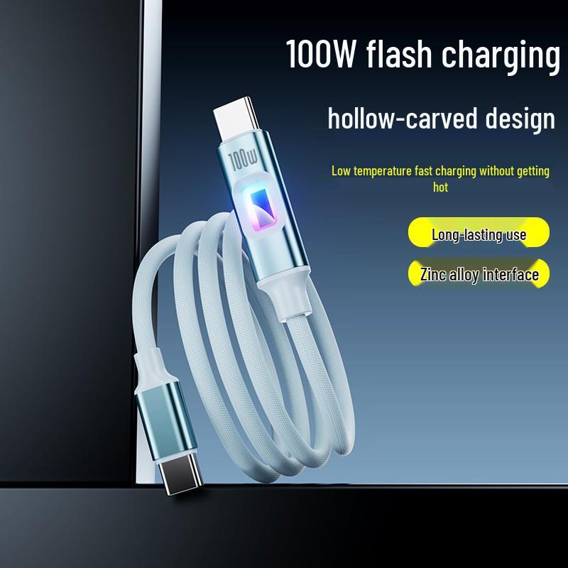 100W Fast Charging Braided Cable Compatible with Apple, Honor, Huawei - Bright & Colorful Design