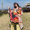 Summer Sunscreen Shiawl Kerchief Fashion Sailboat Small Hijab Scarf Print Shawls Popular Sunscreen Silk Scarves Headcloth