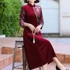 Women's Loose Plus Size Velvet Dress Color-Block Printed  Velvet Long A-Line Dress