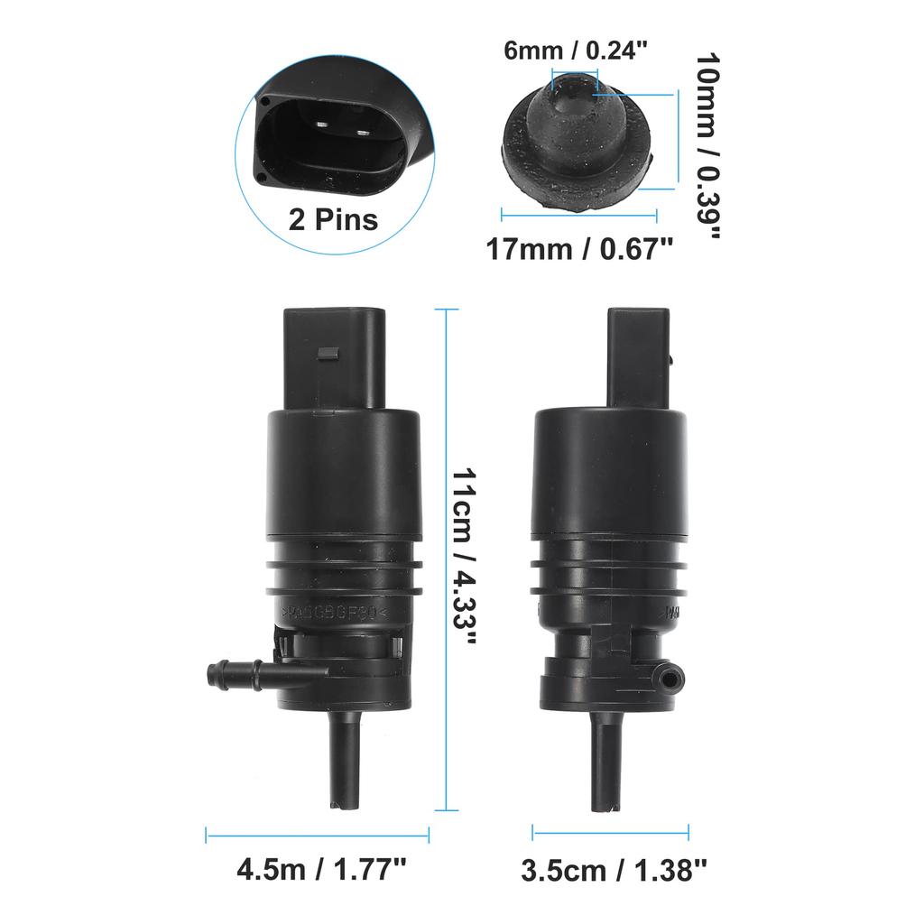 ACROPIX Windshield Washer Motor Pump for Mercedes-Benz SP RIn Ter 2500 2 Pack Black