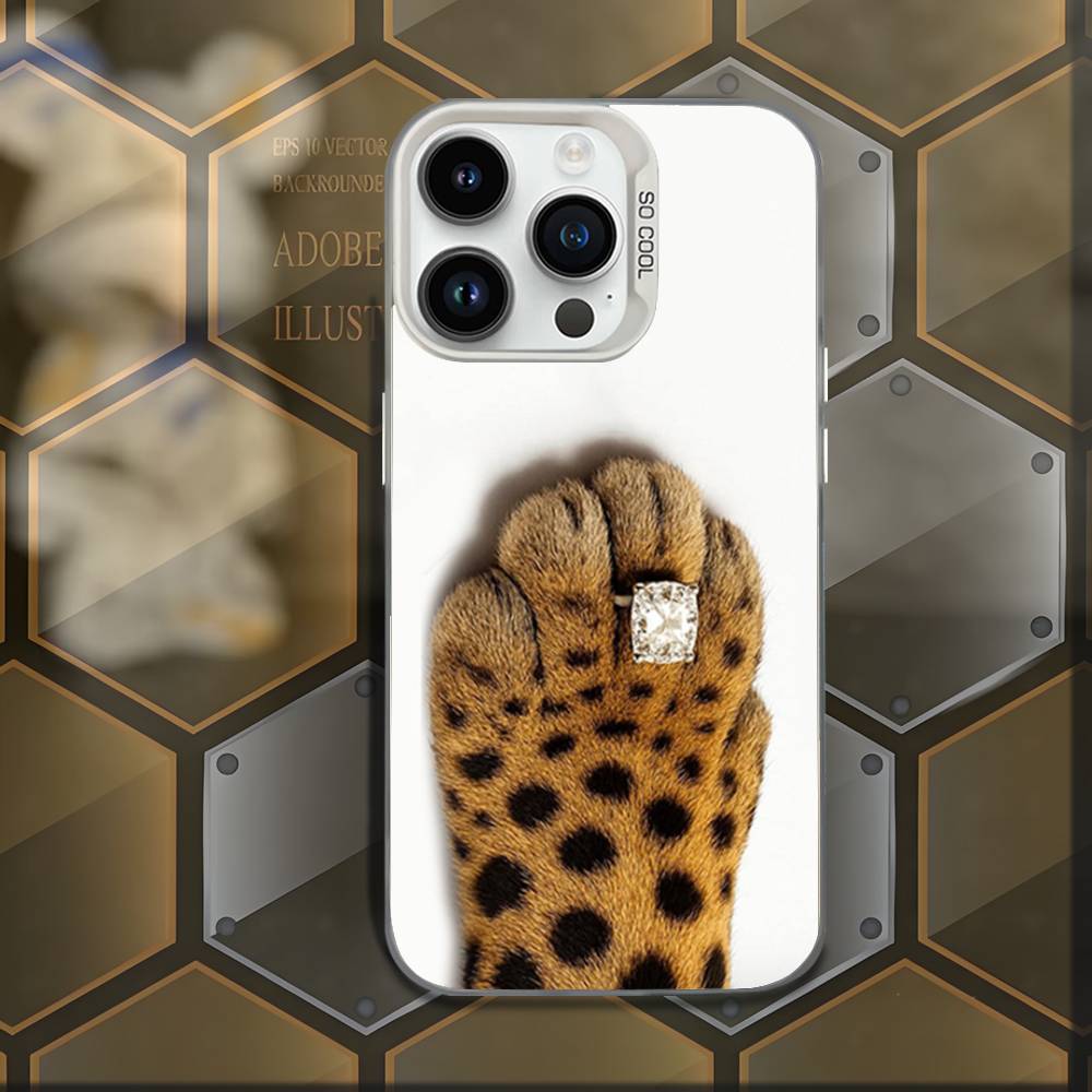 Luxury fashion leopard print Phone Case For iPhone 16,15,14,13,12,11,Mini,Pro,E,MAX White Candy Matte Shockproof Cover