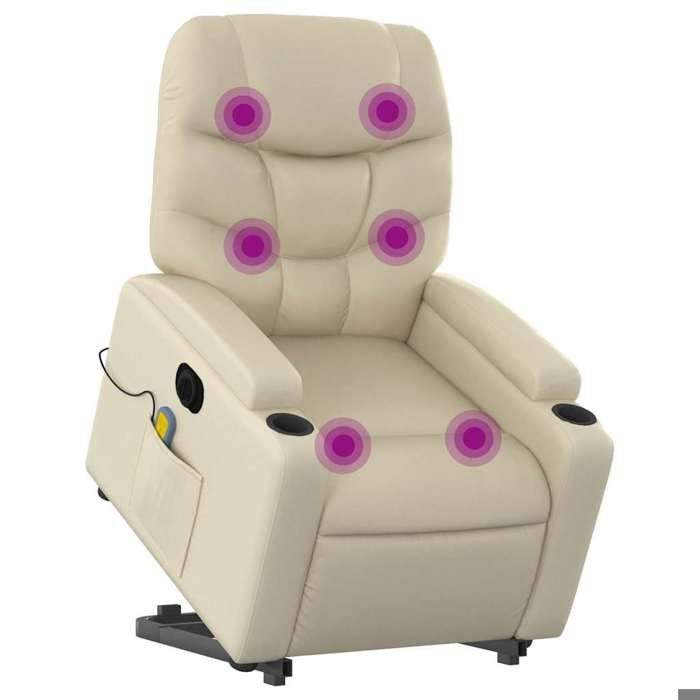VidaXL Electric Massage Recliner Cream Faux Leather 3204680