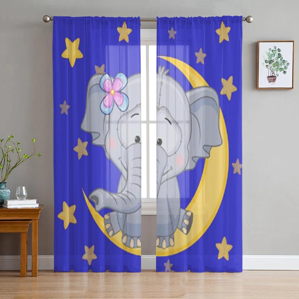 Sweet Baby Elephant Zasłony Okna Salon Tiulowe Zasłony Wystrój Kuchni Dzieci Pokój Zasłony Okna Leczenie