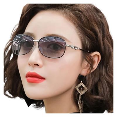 Fortulux UV para Emagrecimento Oval Asiático Gradiente Flexível com Joias UV400 Ultraleve Óculos de Sol Femininos, Proteção, Polarizado, Fotocromático,