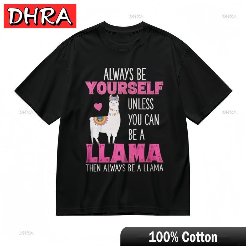 Womens Breathable Classic TShirt Llama Inspirational Graphic 100 Cotton Tee Tops TShirts Swedish for Boyfriend Teenagers S
