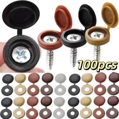 100PCS Durable Universal Fit Screw Protective Covers Snap Protective DIY Cross Screw Caps Fold Snap Cap Decorative Hardware