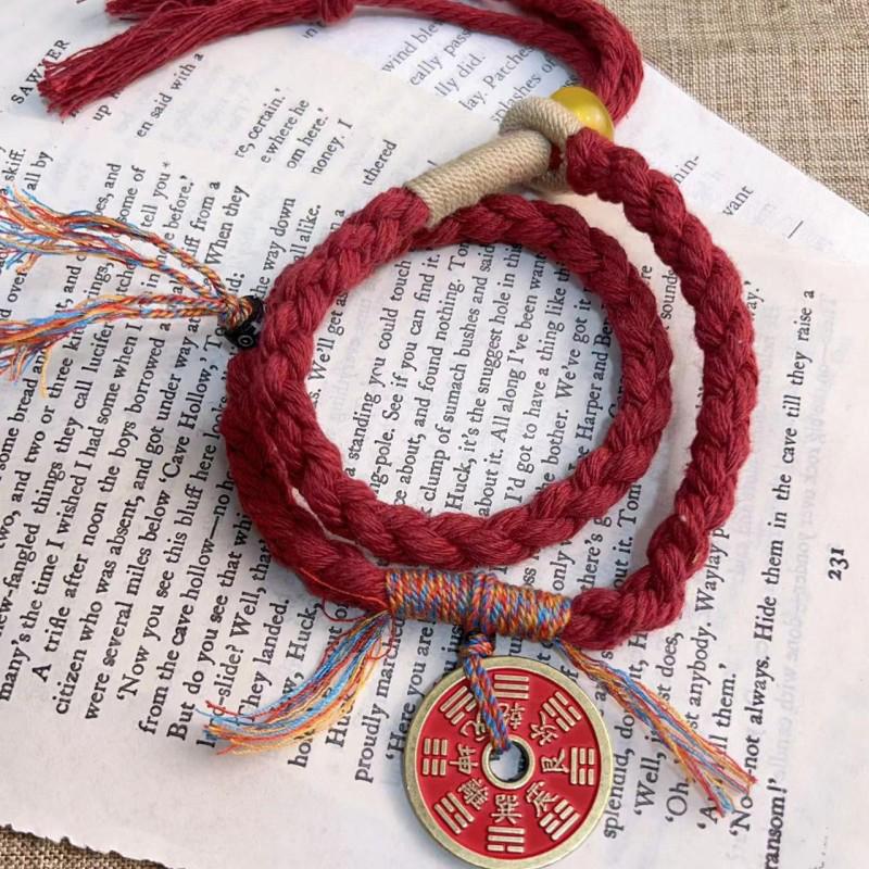 Chinese Mountain Ghost Spend Money Bracelet National Wind Tibetan Hand Woven Couplelucky Red Bracelets Bang Rope Bangles