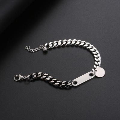 Original Design Black Silver Stitching Chain Bracelet