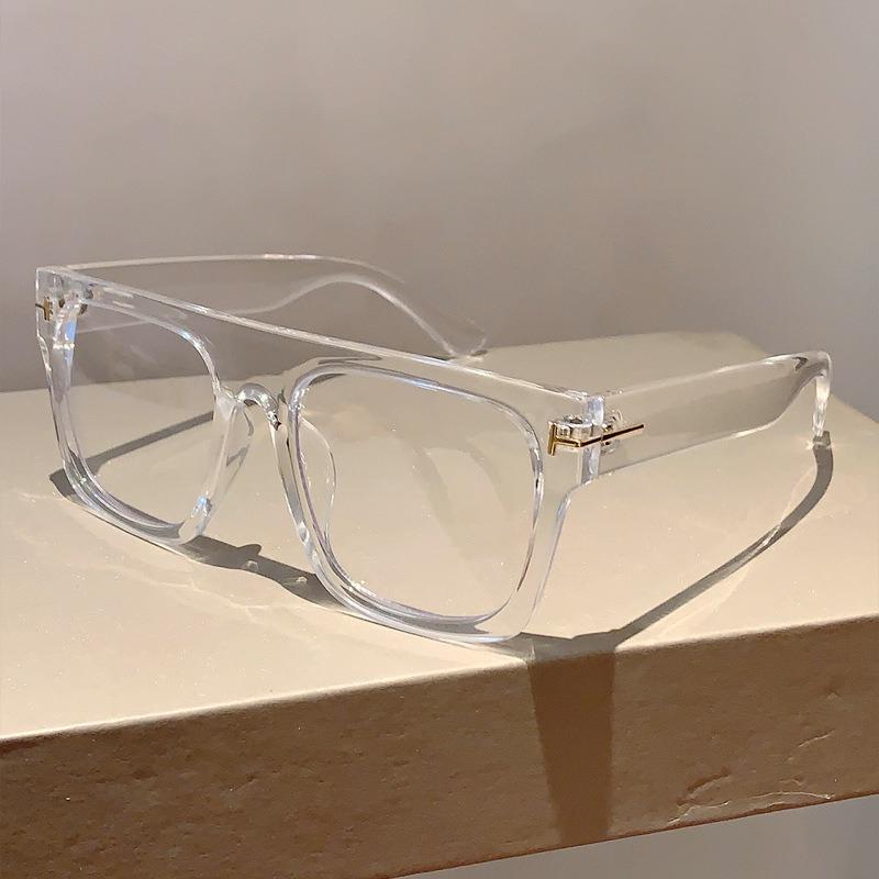 Simple Retro Thick Frame Square Anti-Blue Light Flat Glasses Trendy Unique Glasses Frame