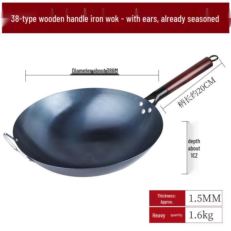 Zungenspitzen-Eisen-Pfanne – Runder Boden, Geschmiedete Unbeschichtete Antihaftpfanne für den Haushaltsgebrauch