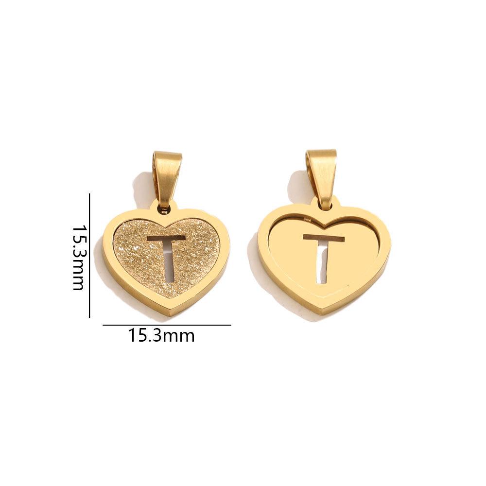 5Pcs/Bag Stainless Steel Gold-plated Heart Letter Pendant DIY Accessory Fashionable Versatile Letter Necklace Pendant