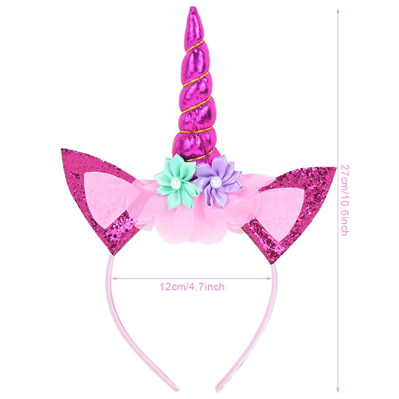 Unicorn Horn Headband Birthday Girl Sash Satin for Girl 1st Birthday Party Decoration Unicorn Theme Party Hair Band Baby Shower