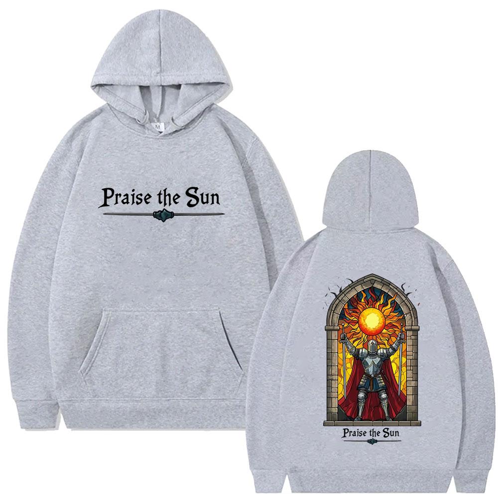 Game Dark Souls Praise The Sun Graphic Hoodie Men Women Vintage Gothic Rock Hooded Sweatshirt Unisex Casual Oversized Hoodies