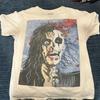 2026 Summer Rock Horror Mask Portrait Print Black Tshirt Red Distressed Letter Graphic Loose Oversized Short Sleeve Gothic Tees