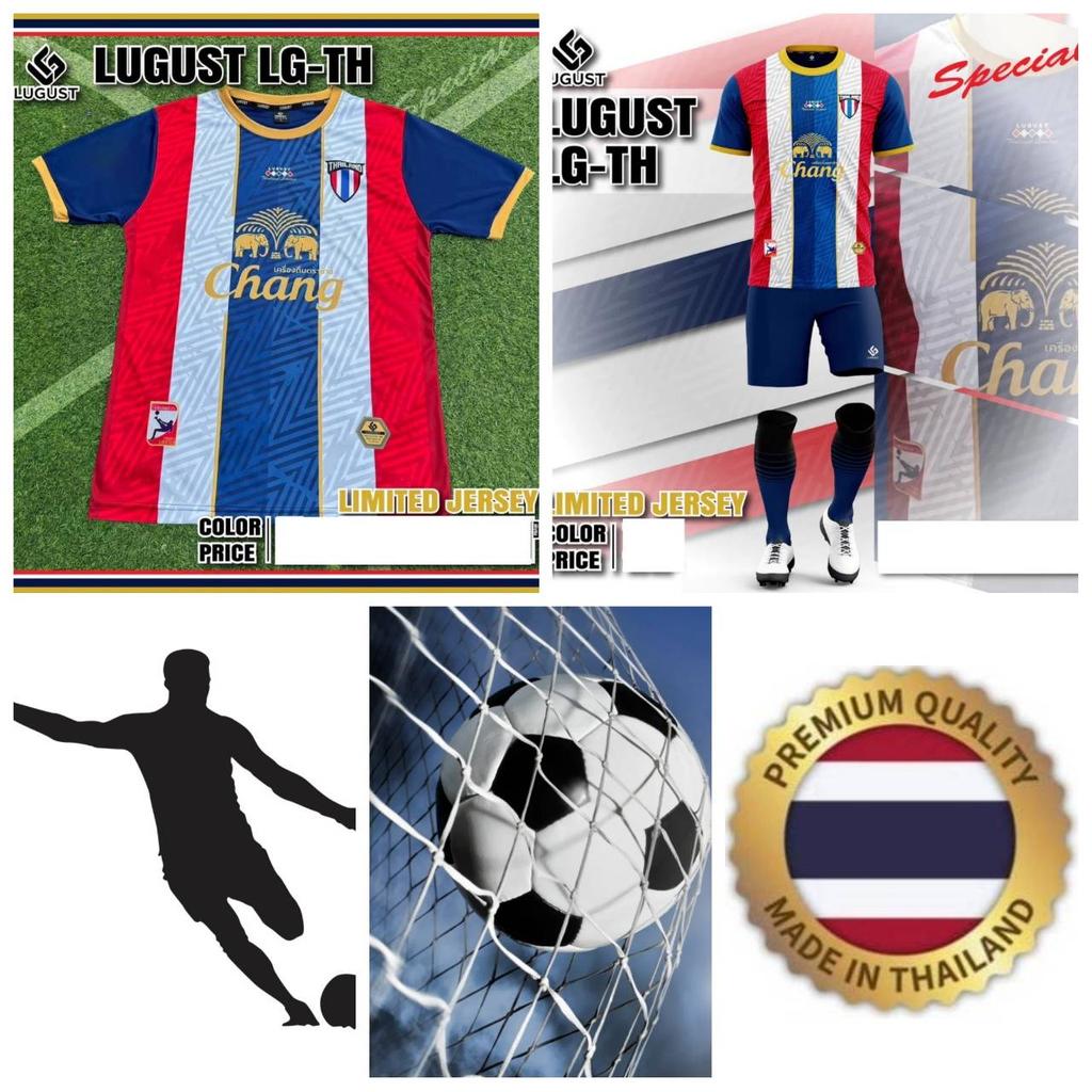 Thailand FOOTBALL SOCCER NATION TEAM JERSEY SHIRT HOME FAN Print Round Neck Unisex Men Women Quick Dry Short Sleeve Uniform Elephant Logo Sport