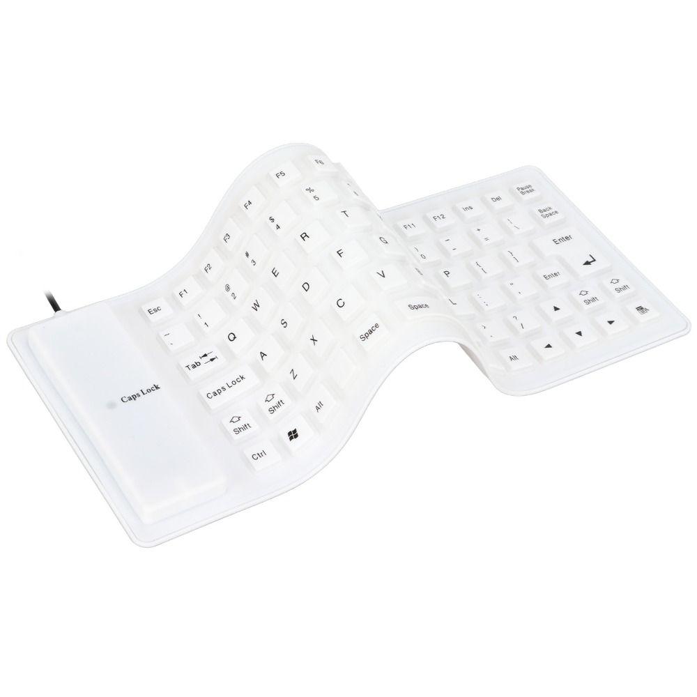 Portable 85 Keys Silicone Keyboard Silent Keys Waterproof USB Wired Keyboard Black/Orange/White Foldable Keyboard Travel Office