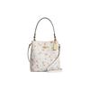 Handbag Town 22 Classic Old Flower Small Fresh Print Coated Canvas and Smooth Leather Bucket Bag Portable Crossbody Shoulder Bag Small Size