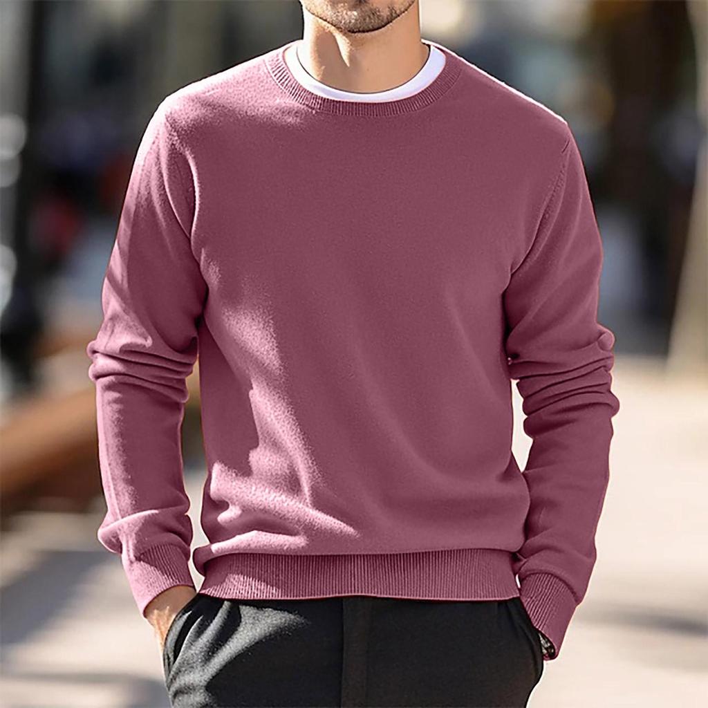 2024 Autumn/Winter Men's Round Neck European-American Knitwear Thin Wool Sweater