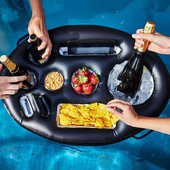 Schwimmbad Getränkehalter Aufblasbar PVC 45878 Löcher mit Griff Tragbar Schwimmender Becher