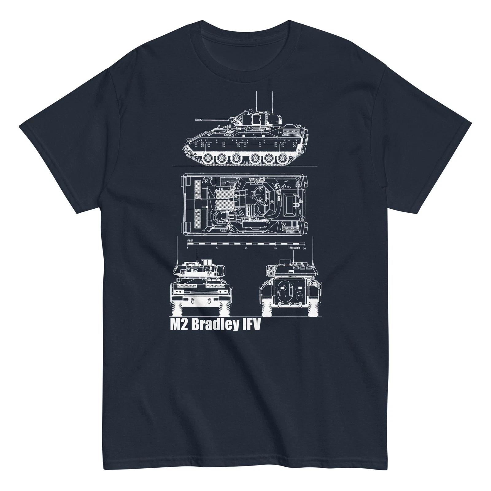 M2 Bradley Infantry Fighting Vehicle Blueprint Military Graphic T-Shirt XXL