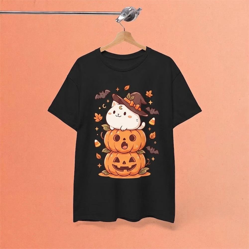 Pumpkin Cat Halloween Spooky Witchy Black Tshirt Gift For Fans 2XL