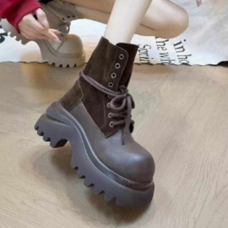 Platform Women's Ankle Boots Flats Designer Platform Shoes  Winter Chelsea Boots New Trend Goth Leather Walking Mujer Botas