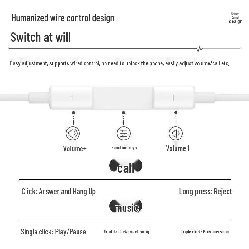 Apple Wired Lightning Earphones: No Bluetooth needed, plug and play, flat-head design.