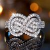 Female White Zircon Stone Finger Infinity Engagement Ring Vintage Silver Color Wedding Band Bridal Jewelry For Women
