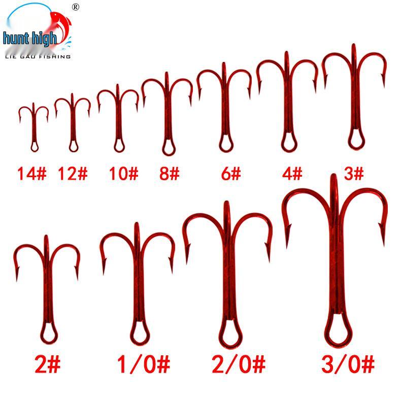 Hunter High Lure Triple Barbed Fish Hook - Electroplated High Carbon Steel Fishing Tackle.