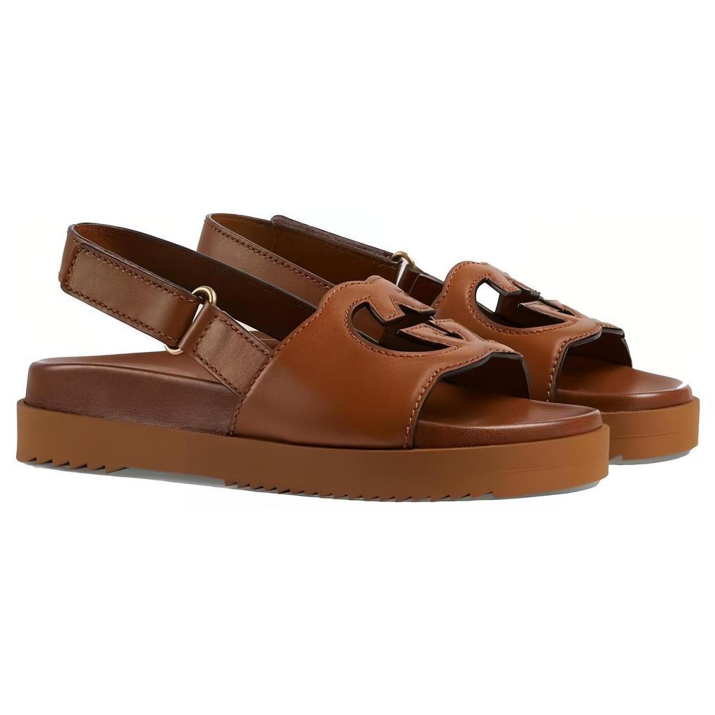 Gucci Interlocking G Sandals Cuir Leather Women's 738687 US000 2535