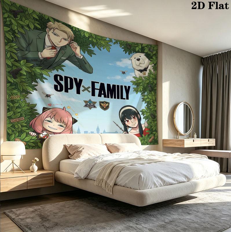 Spy Family Wall Tapestry Aesthetic Wall Hanging Printed Fabric Blanket Decorative Tapestries For Bedroom Living Room Home Decor