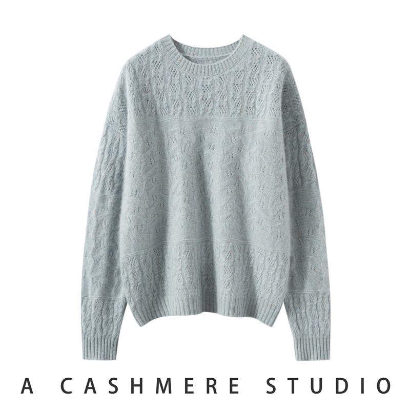 Women's 2025 Autumn/Winter Round Neck Jacquard Loose Fit Pullover Sweater