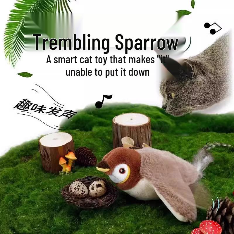 Kitty Jitter Sparrow: USB Rechargeable Interactive Cat & Dog Toy for Boredom Relief