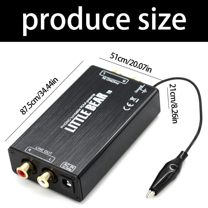 MM Phono Preamp Amplifier For Turntable Low Noise Power Supply Aluminum Housing Auditory Equipment