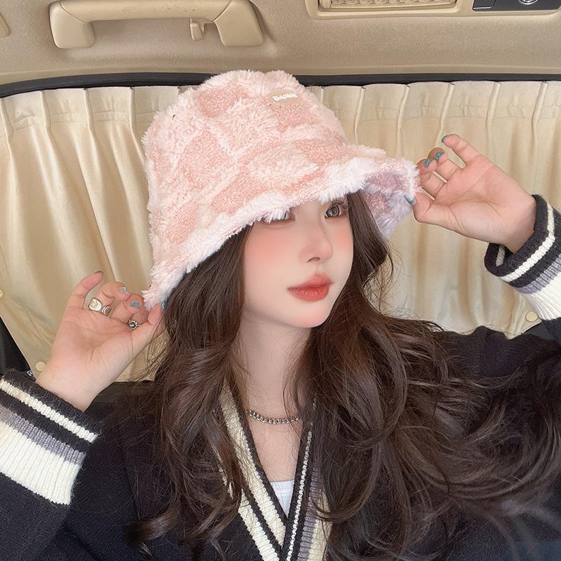 

Lamb Velvet Fisherman Hat for Women In Winter Korean Style Versatile and Fashionable Face Showing Small Basin Hat Casual Warm Plus Velvet Hat M（56-58cm）