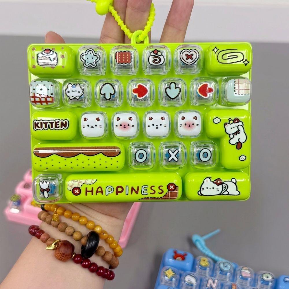Plastic Mechanical Fidget Keyboard Cartoon Fidget Keychain Toy Keyboard Pendant Backpack Pendant