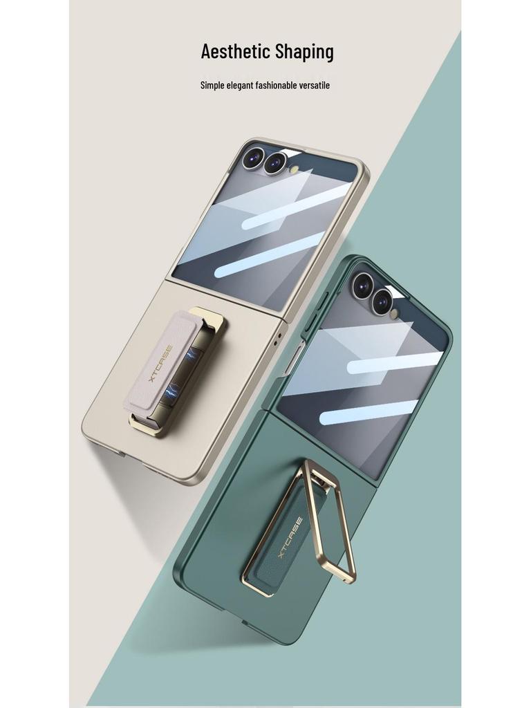 Samsung Z Flip7 Phone Case with Wrist Strap & Rotating Stand - Premium Protection for Folding Screen