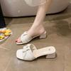 Temperament thick heel cool slippers women's summer wear fashion 2025 new with skirt high heel cool slippers
