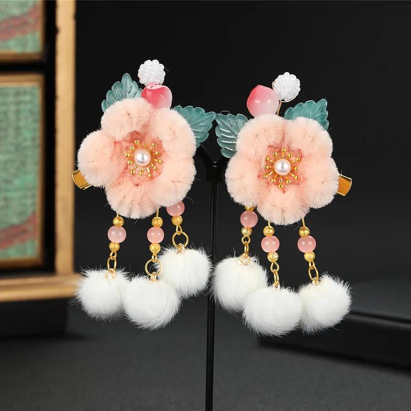 Sweet and Cute Girl Hair Clip Spring Festival Hair Accessories New Year Girl Hanfu Festival Accessories