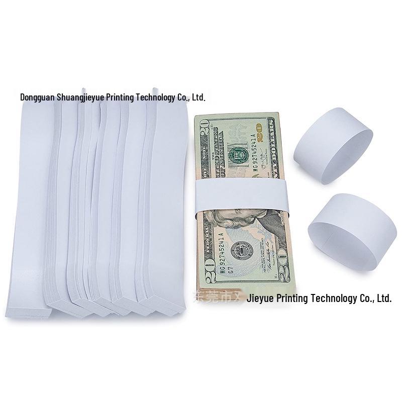 Universal Double-Sided White Currency Straps for Cash Management